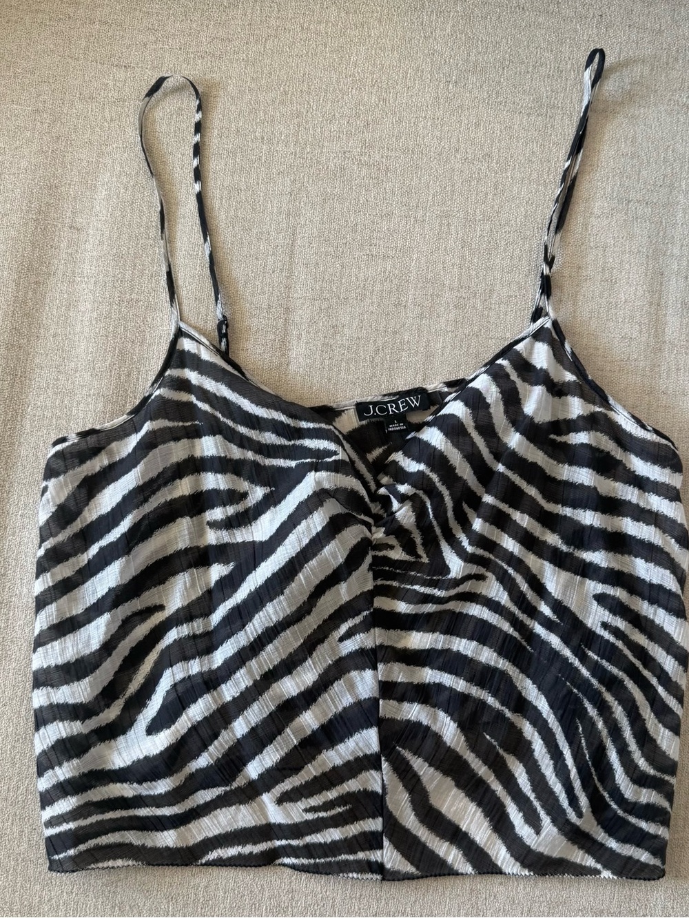 J. Crew Black and White Zebra-Stripe Silk Cami